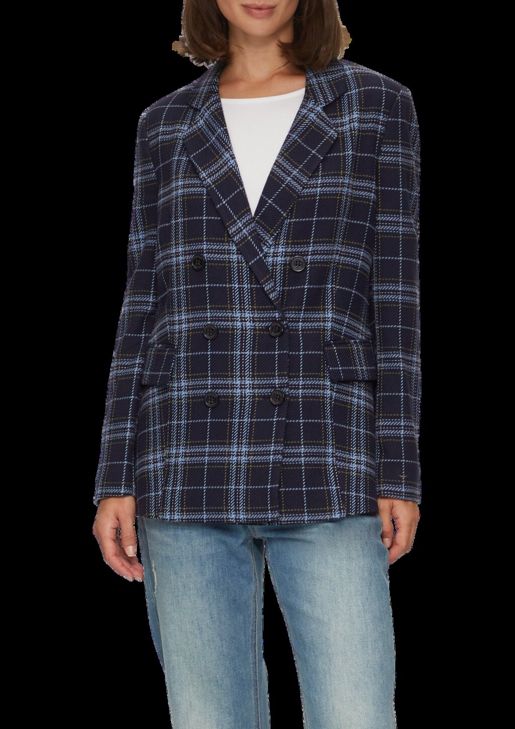 Langer Twillblazer mit Karomuster