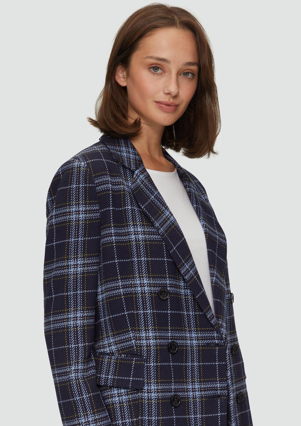Langer Twillblazer mit Karomuster