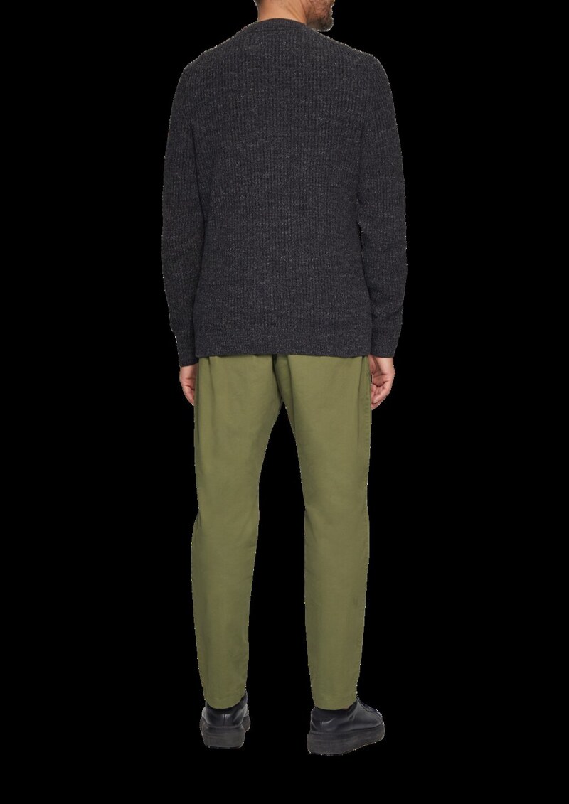 Melierter Pullover mit Patentmuster und Crew Neck