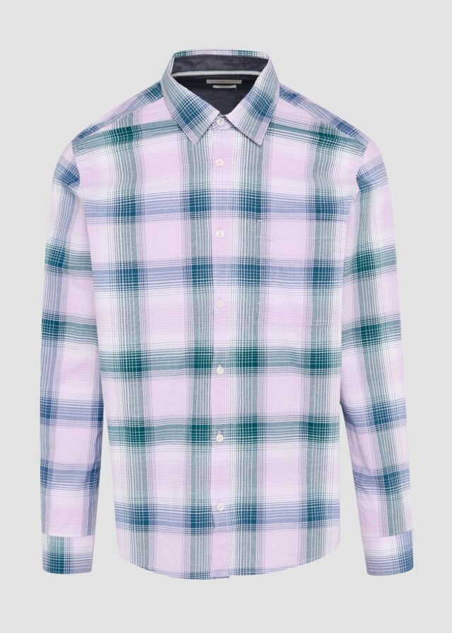 Regular Fit: Kariertes Hemd aus Baumwollstretch mit Brusttasche