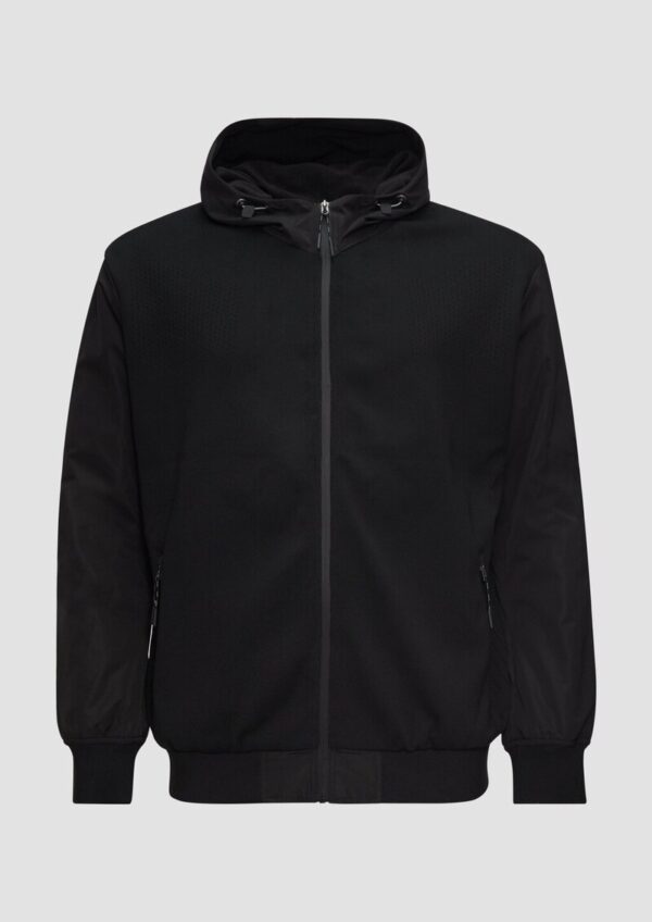 Jacke mit innovativem Materialmix und Kapuze