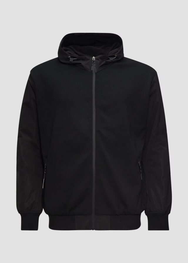 Jacke mit innovativem Materialmix und Kapuze