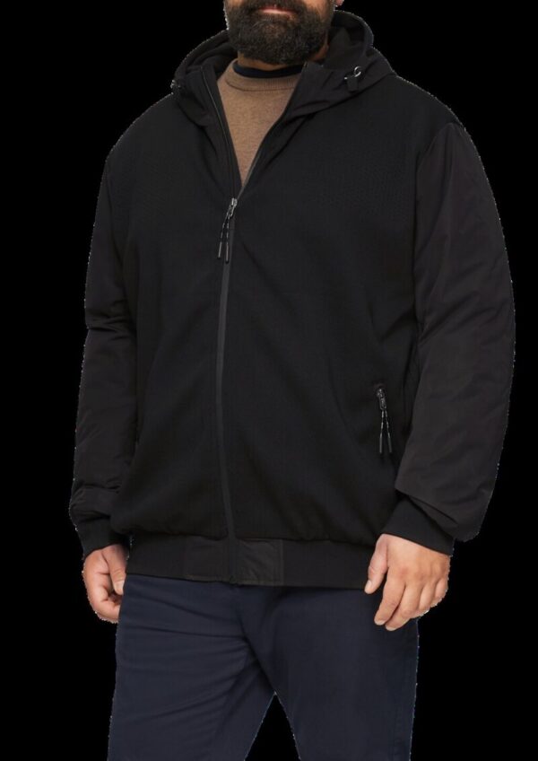 Jacke mit innovativem Materialmix und Kapuze