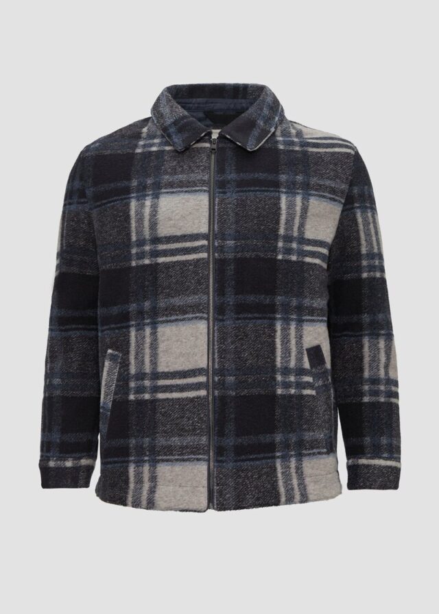 Karierte Hemdjacke aus Wollmix
