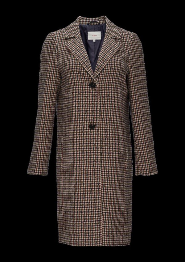 Karierter Mantel aus Wollmix