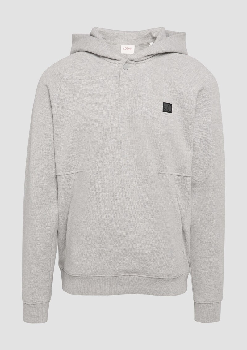 Hoodie mit Waffelstruktur und Logo-Detail