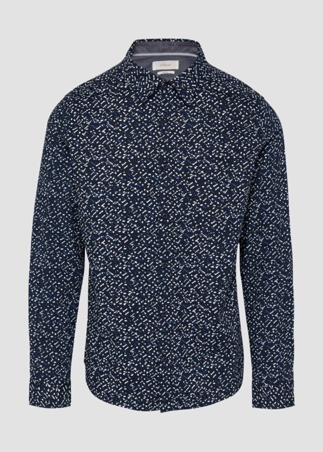 Slim Fit: Gemustertes Hemd aus Popelin