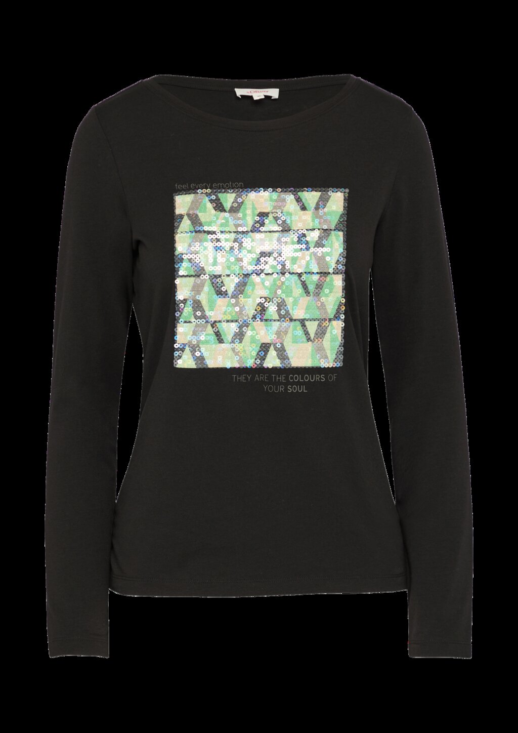Langarmshirt mit Frontprint und Pailletten