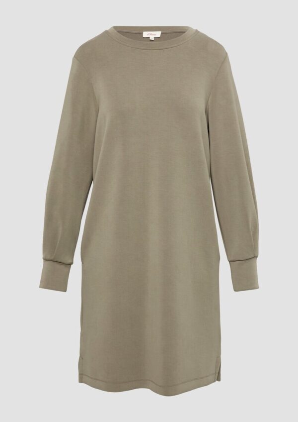 Scuba-Kleid mit Faltendetail am Ärmel und Eingrifftaschen