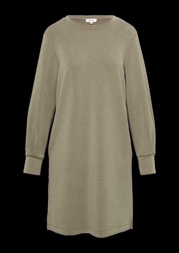 Scuba-Kleid mit Faltendetail am Ärmel und Eingrifftaschen