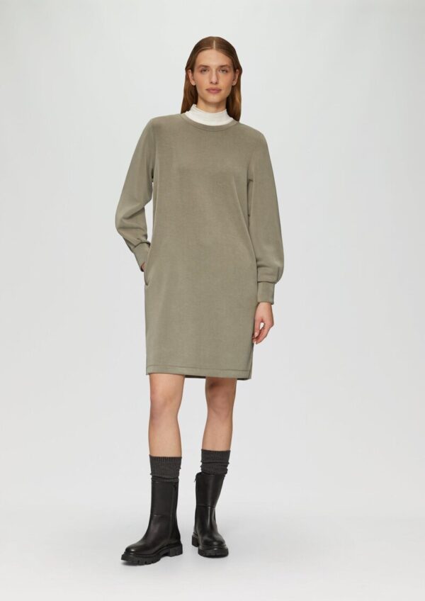 Scuba-Kleid mit Faltendetail am Ärmel und Eingrifftaschen