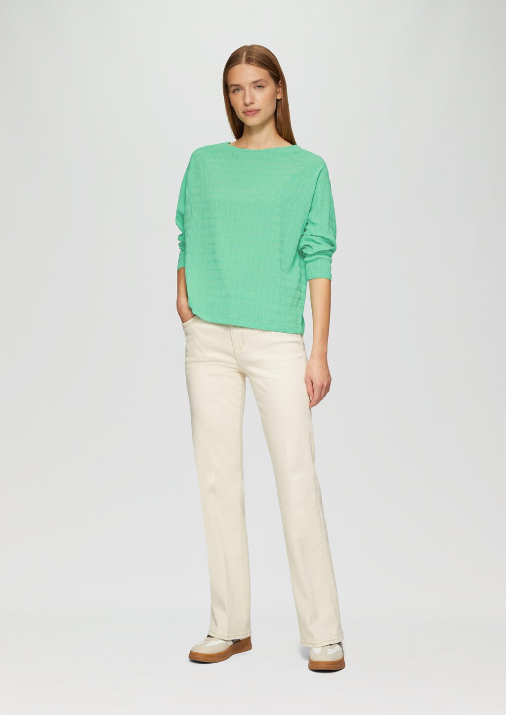 Strukturiertes Jersey-Shirt mit Raglan-Ärmeln