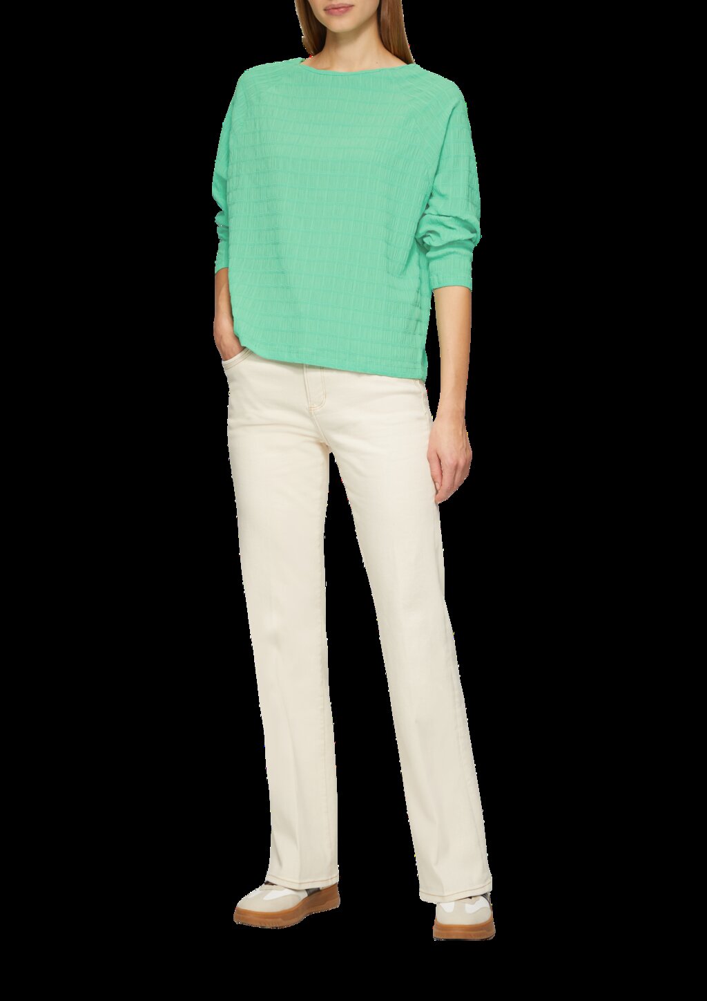 Strukturiertes Jersey-Shirt mit Raglan-Ärmeln