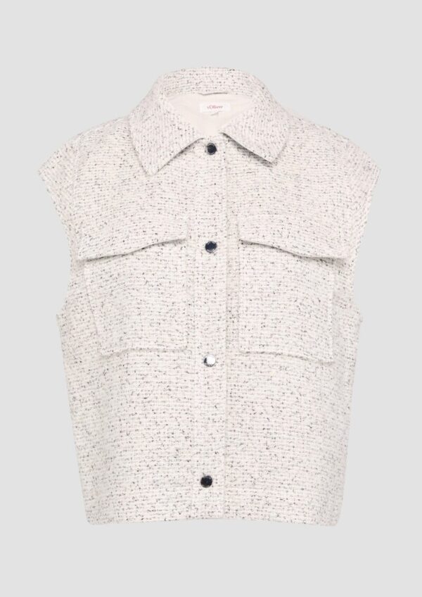 Bouclé-Weste mit aufgesetzten Taschen