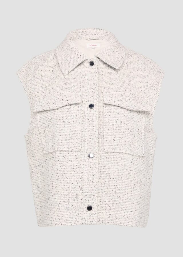 Bouclé-Weste mit aufgesetzten Taschen