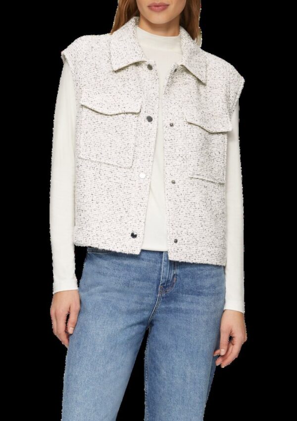 Bouclé-Weste mit aufgesetzten Taschen