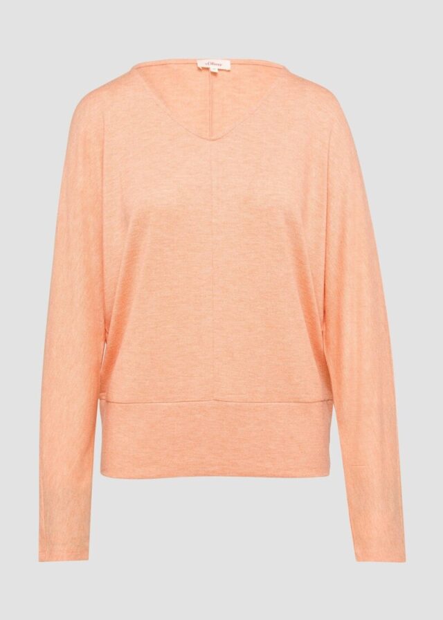 Meliertes Langarmshirt mit Fledermausärmeln