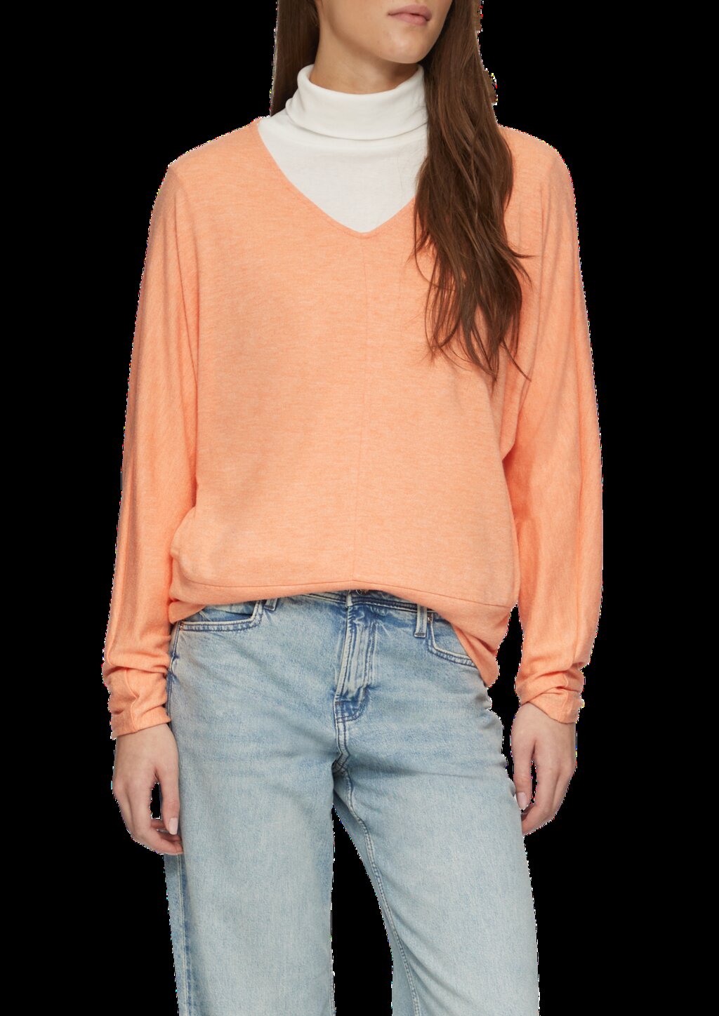 Meliertes Langarmshirt mit Fledermausärmeln