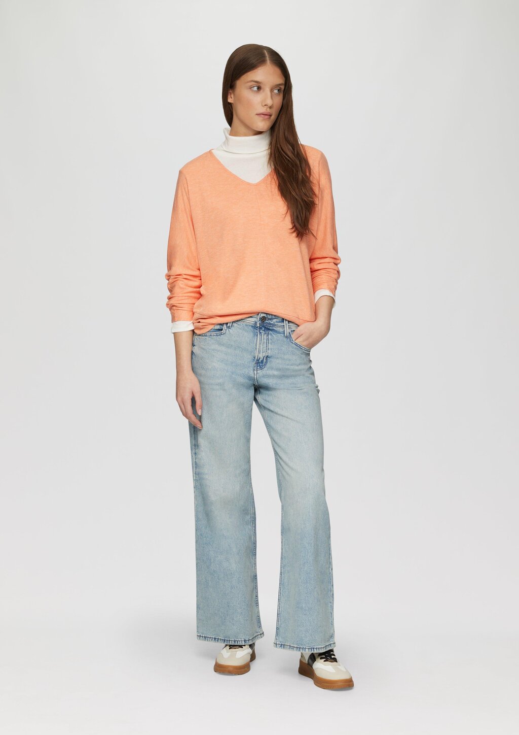 Meliertes Langarmshirt mit Fledermausärmeln