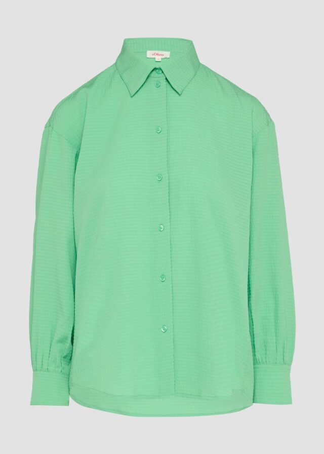 Strukturierte Hemdbluse mit Raffung