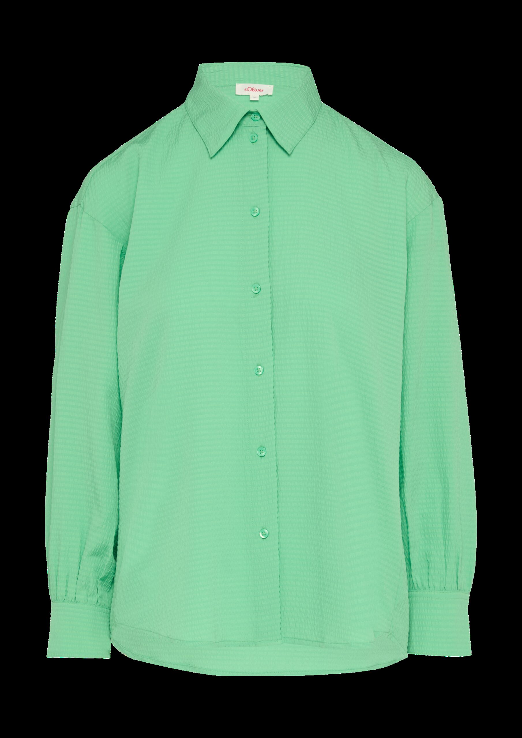 Strukturierte Hemdbluse mit Raffung