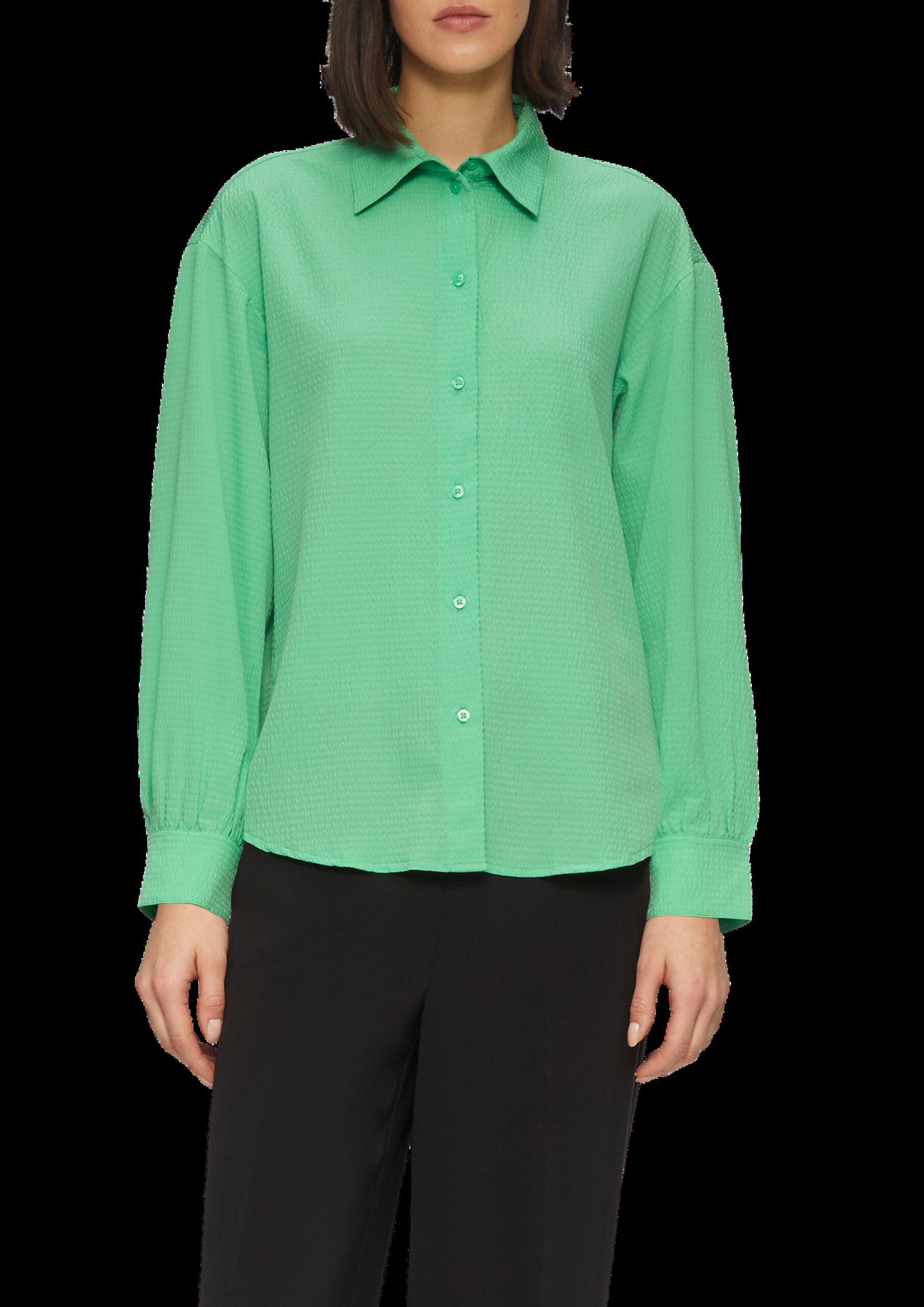 Strukturierte Hemdbluse mit Raffung