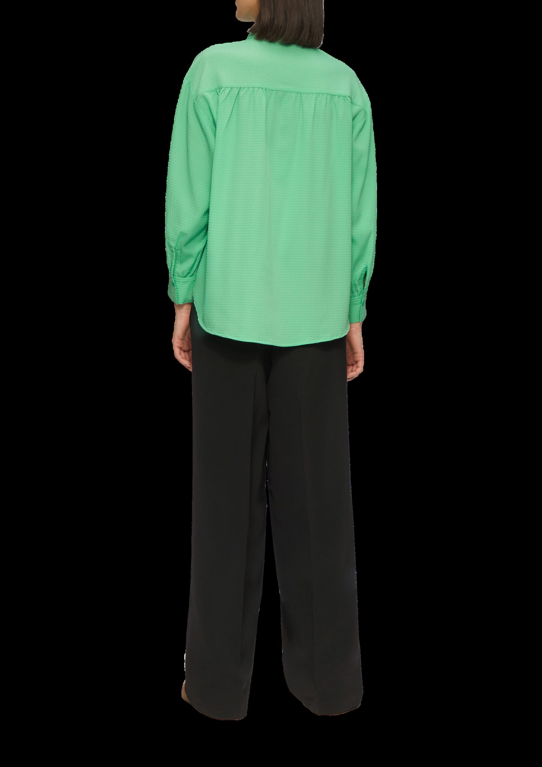 Strukturierte Hemdbluse mit Raffung