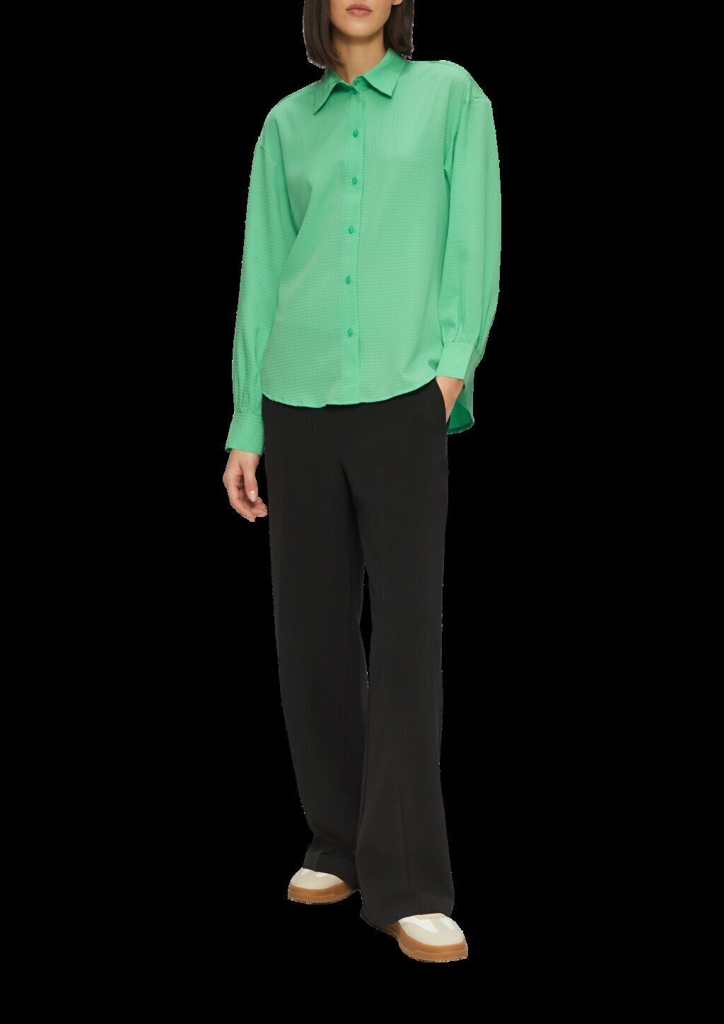 Strukturierte Hemdbluse mit Raffung