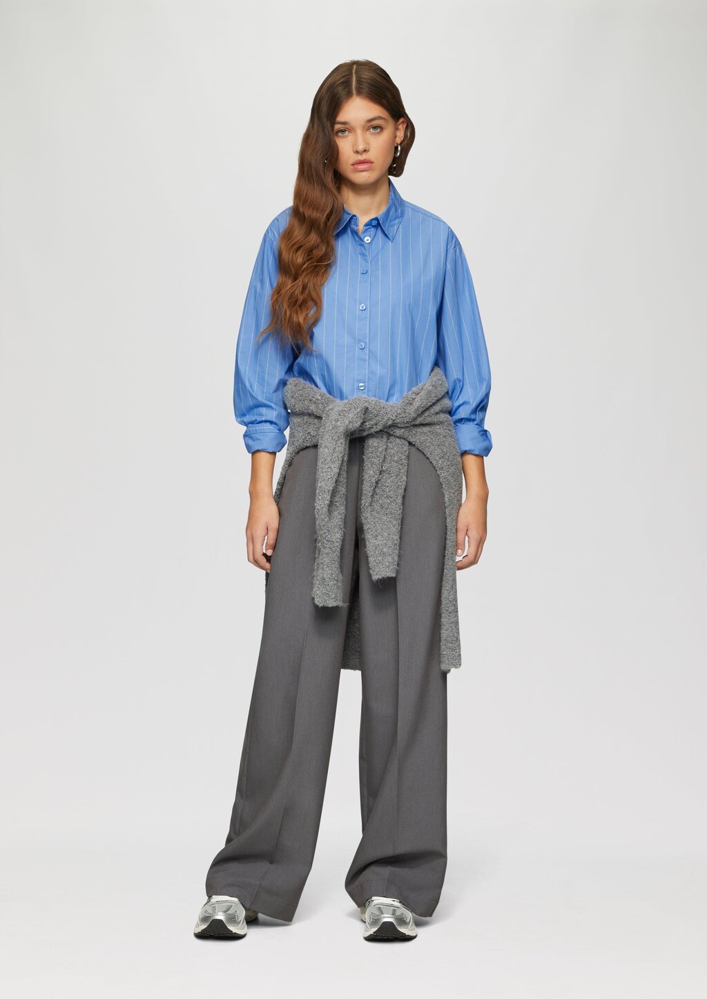 Oversized-Hemdbluse mit Nadelstreifen