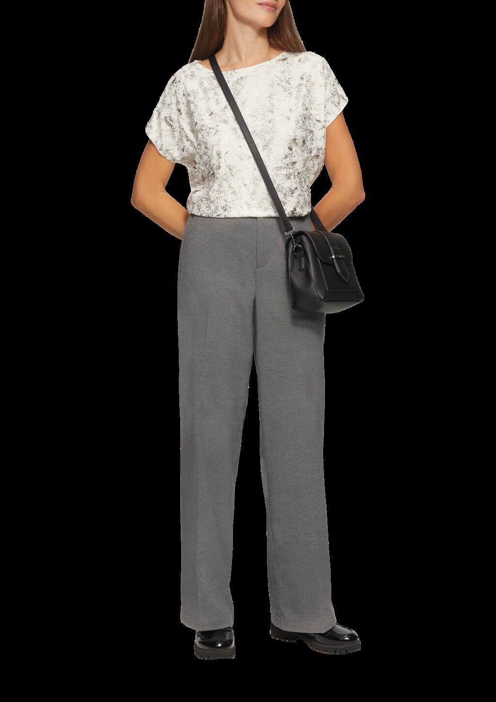 Stoffhose mit Wide Leg und Bügelfalten