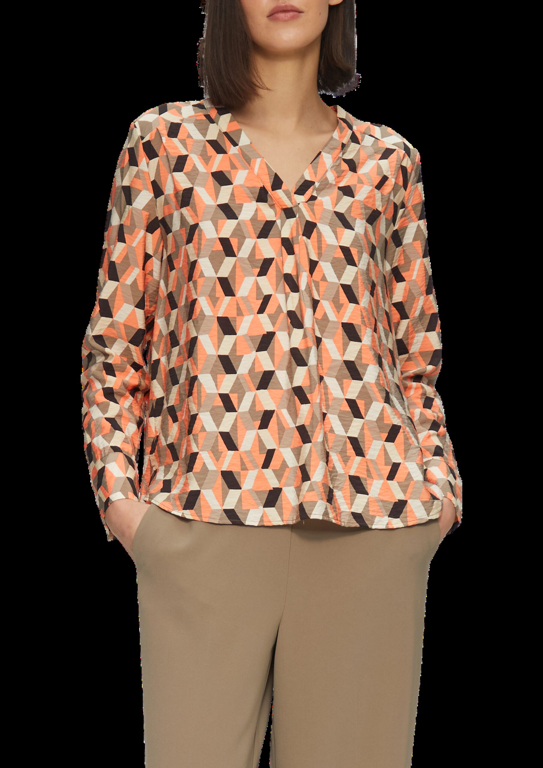 Strukturierte Bluse mit V-Ausschnitt