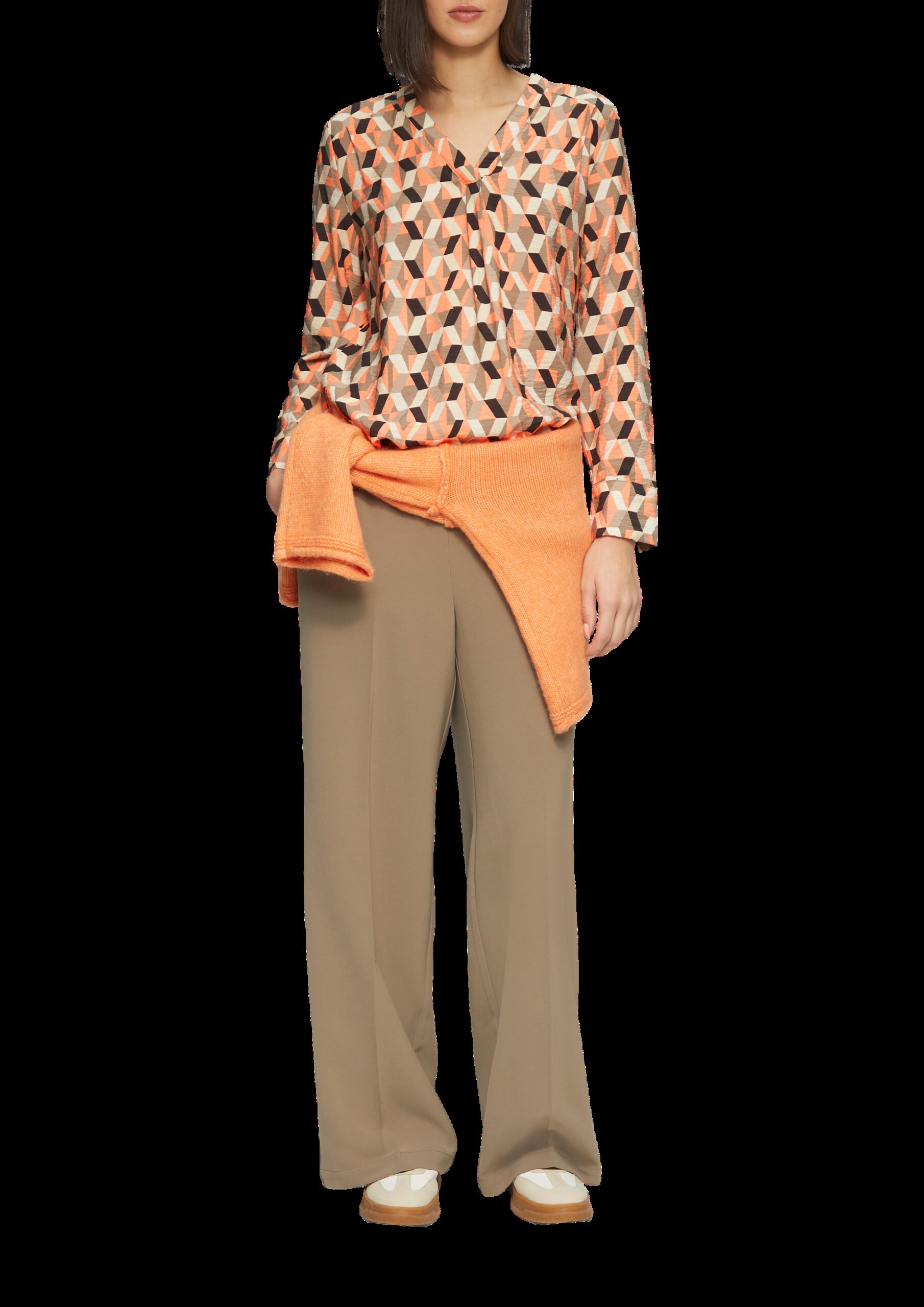 Strukturierte Bluse mit V-Ausschnitt