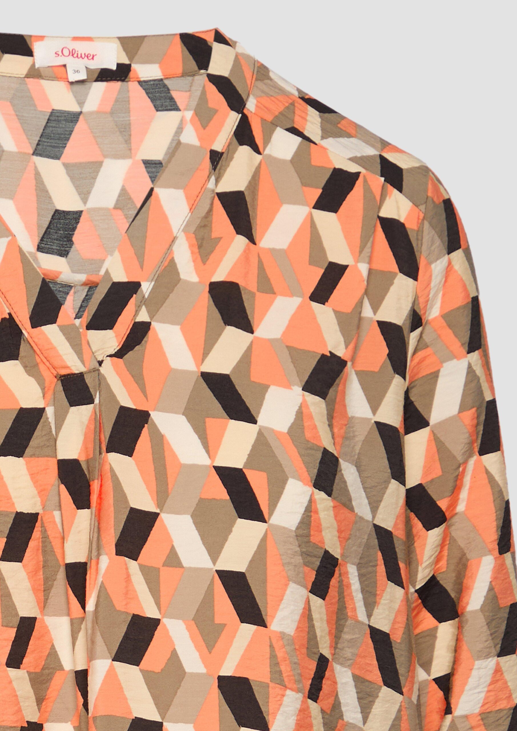 Strukturierte Bluse mit V-Ausschnitt