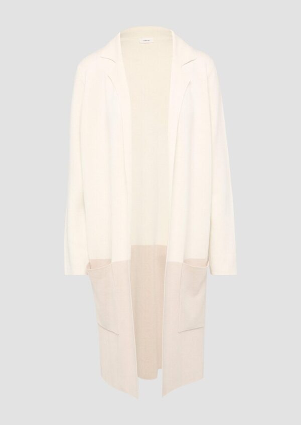 Feinstrick-Cardigan mit Reverskragen und Colour-Blocking