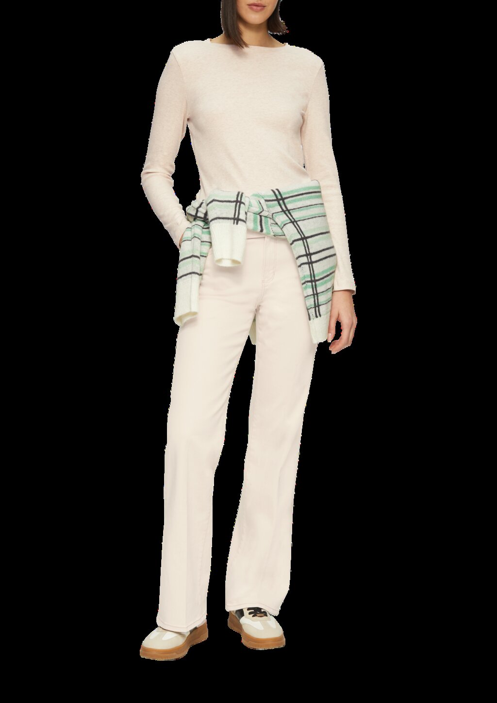 Geripptes Langarmshirt im Slim Fit