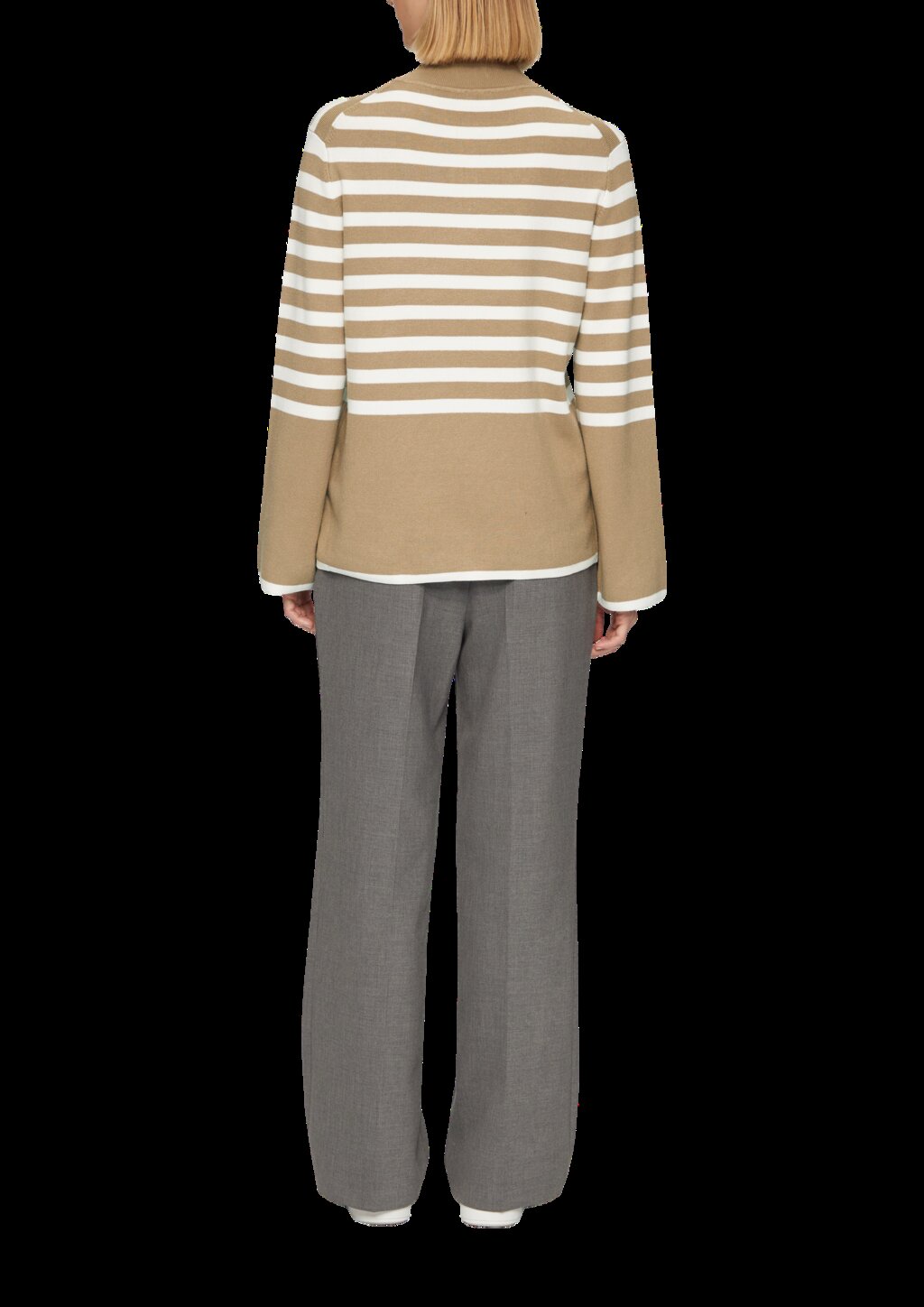 Gestreifter Strickpullover mit ausgestellten Ärmeln