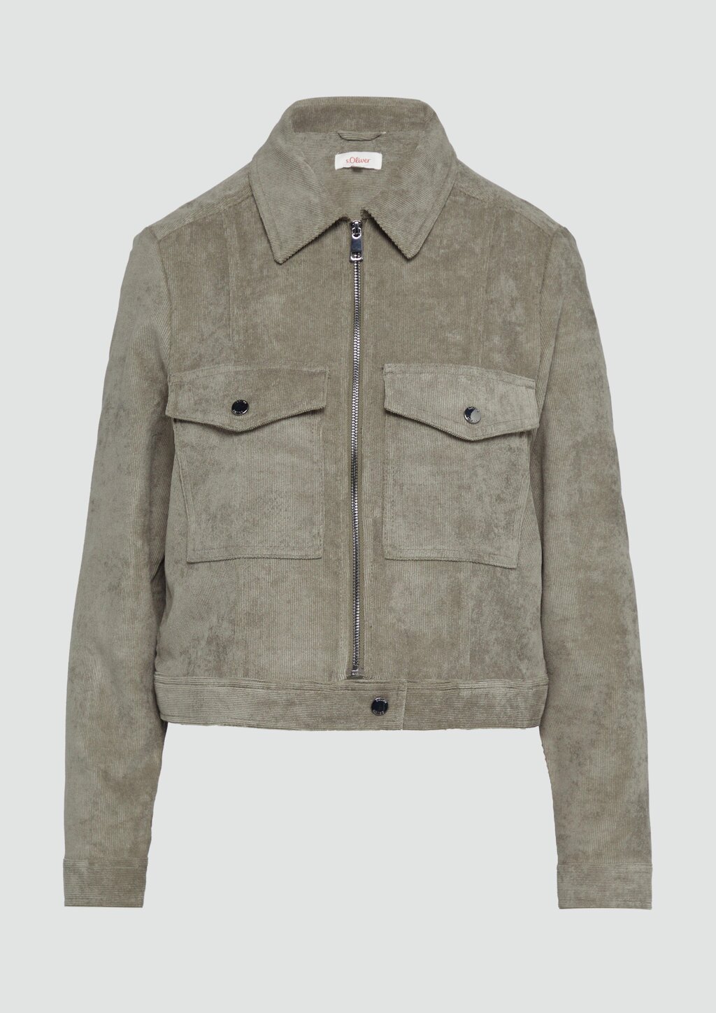 Kurze Cordjacke mit aufgesetzten Taschen