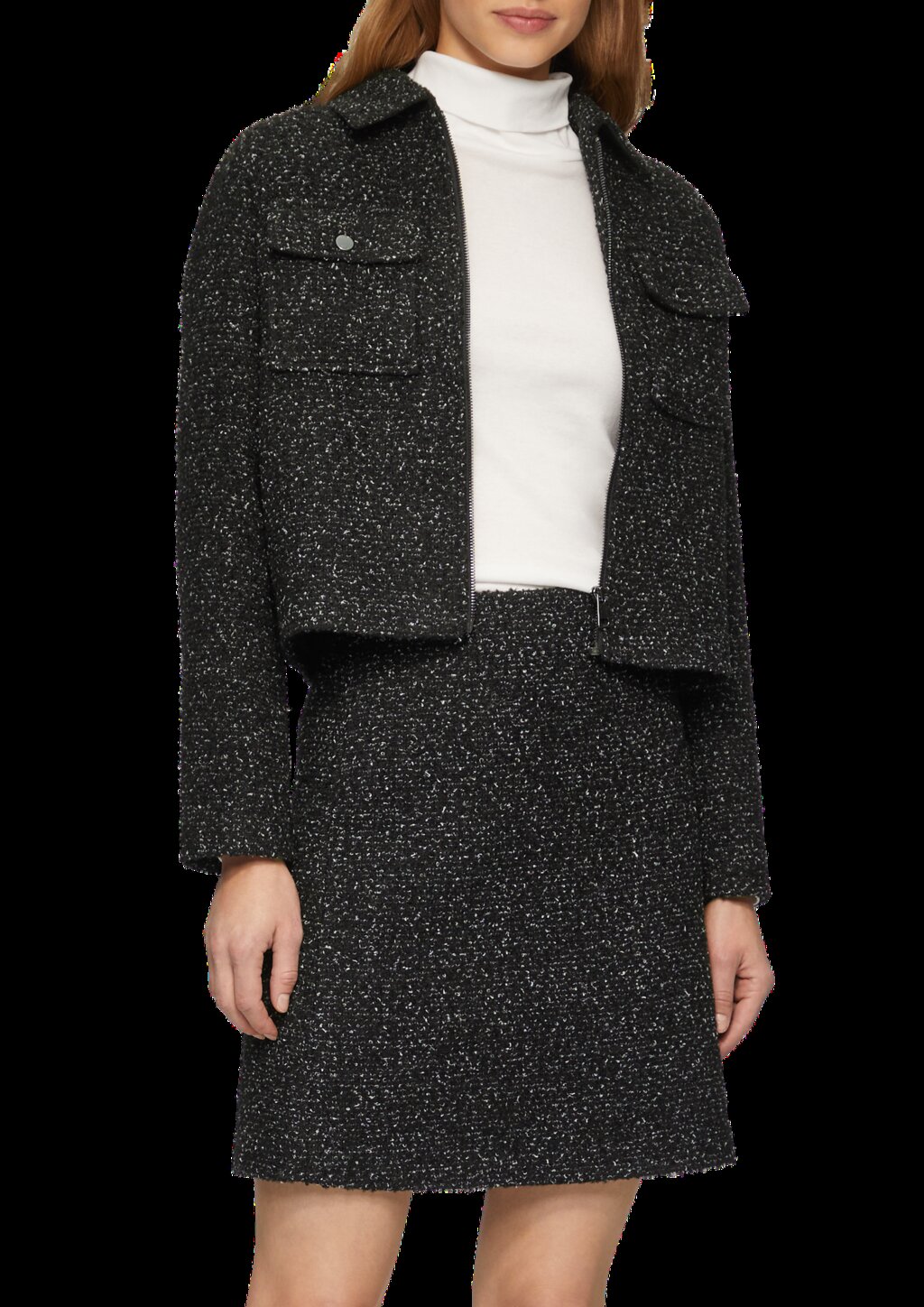 Kurzer Bouclé-Rock mit verdecktem Reißverschluss