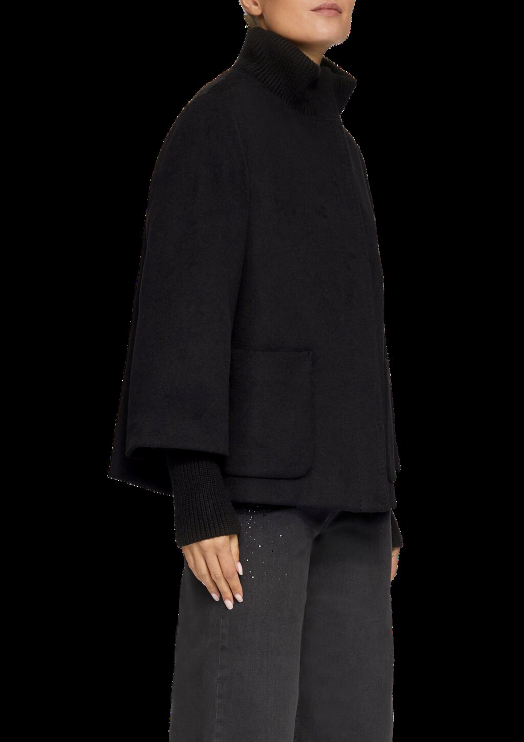 Jacke aus Wollmix mit Rippbündchen