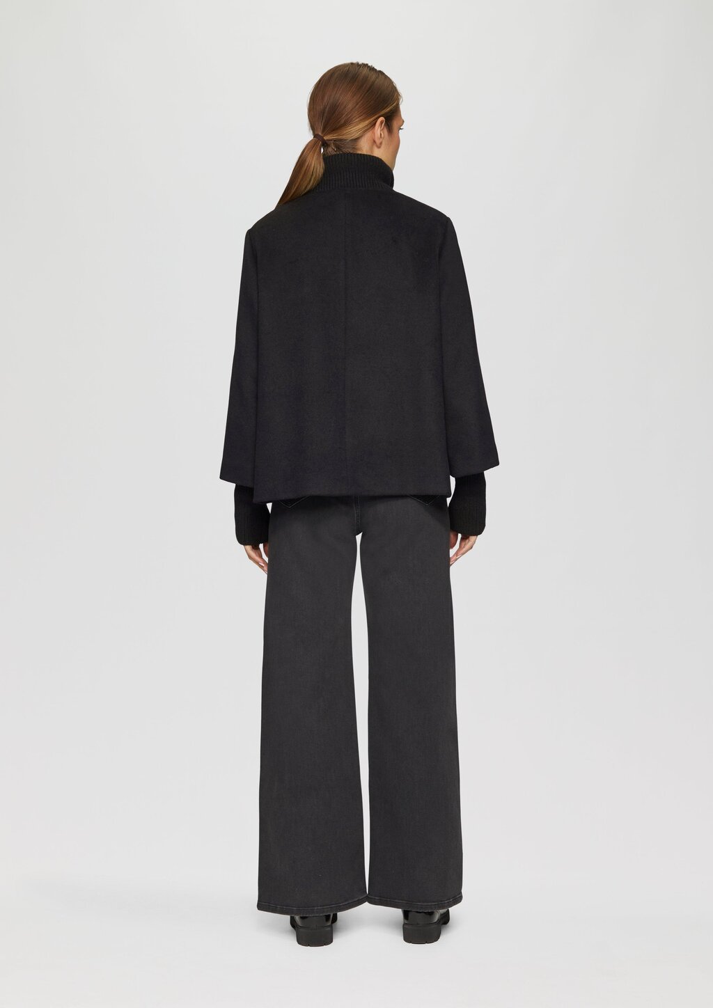 Jacke aus Wollmix mit Rippbündchen