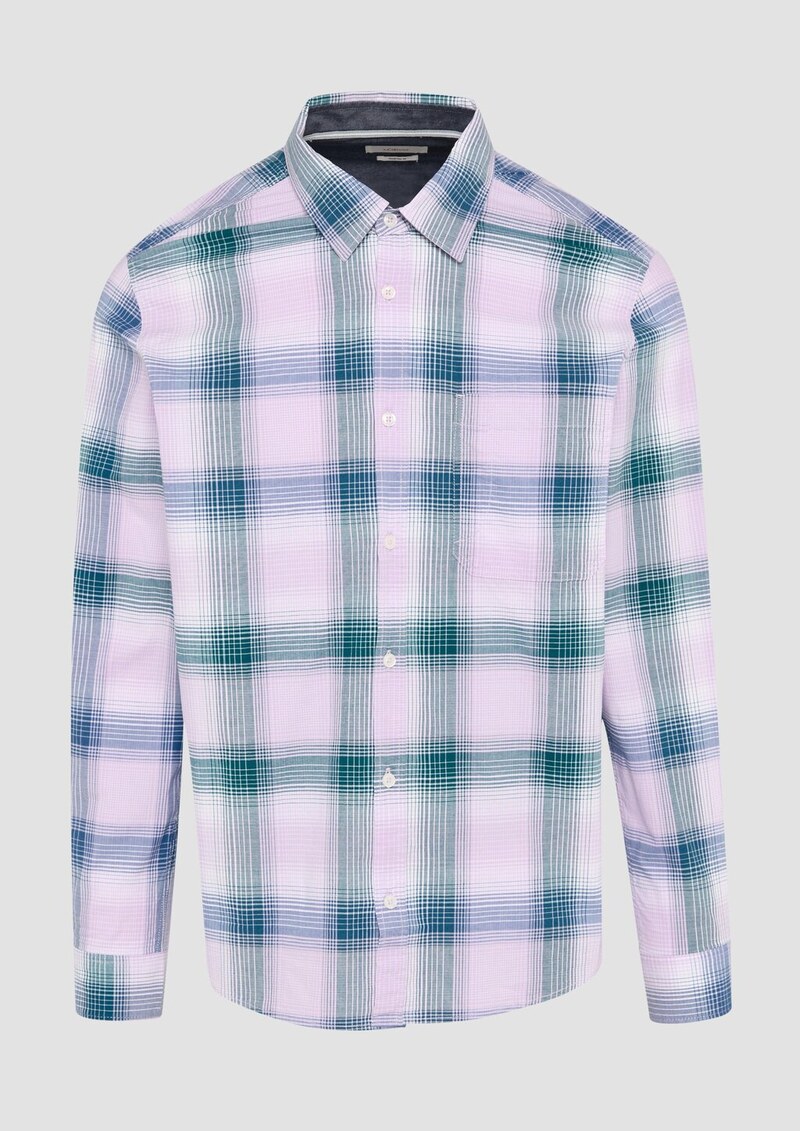 Regular Fit: Kariertes Hemd aus Baumwollstretch mit Brusttasche