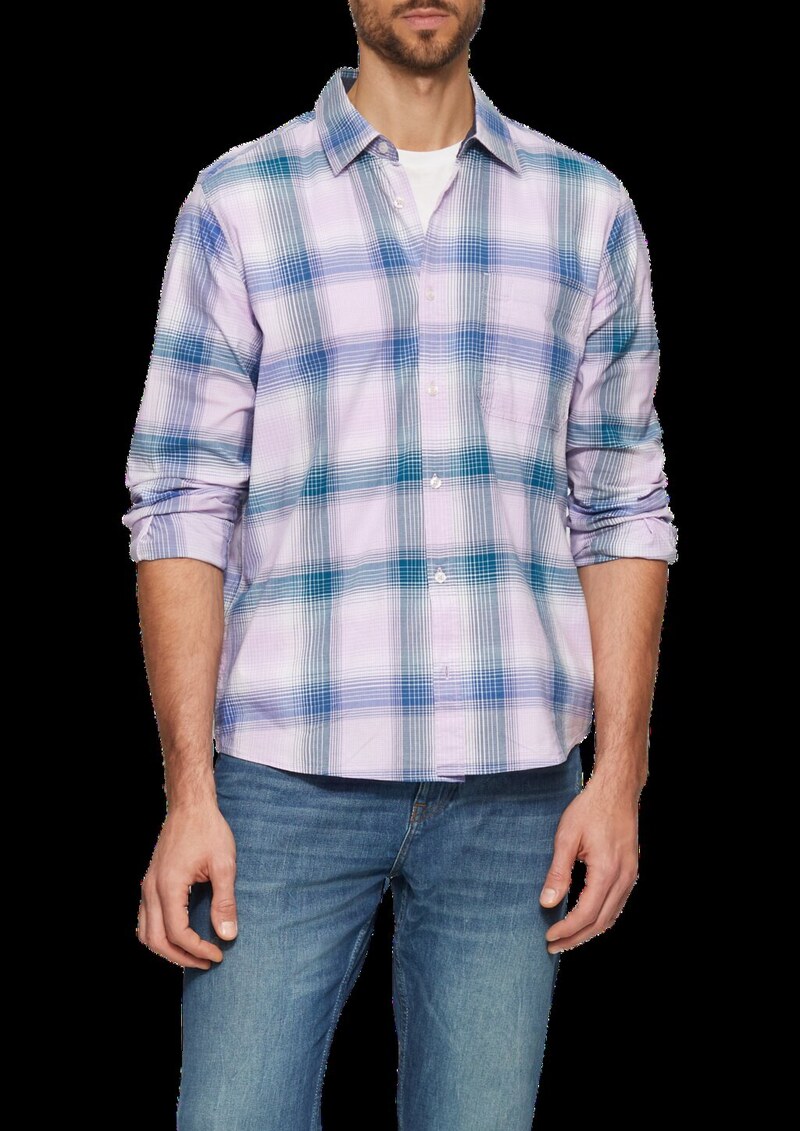 Regular Fit: Kariertes Hemd aus Baumwollstretch mit Brusttasche