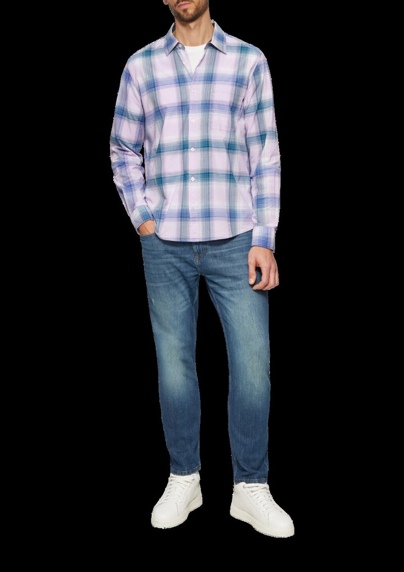 Regular Fit: Kariertes Hemd aus Baumwollstretch mit Brusttasche