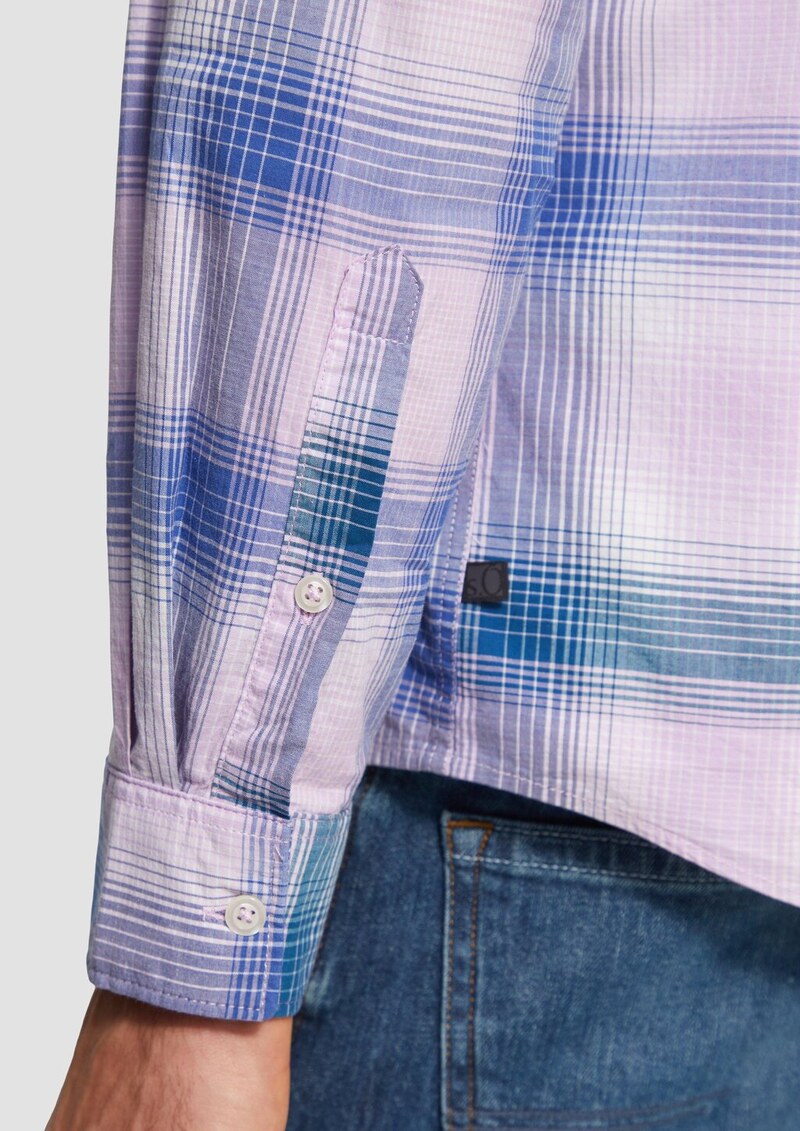 Regular Fit: Kariertes Hemd aus Baumwollstretch mit Brusttasche