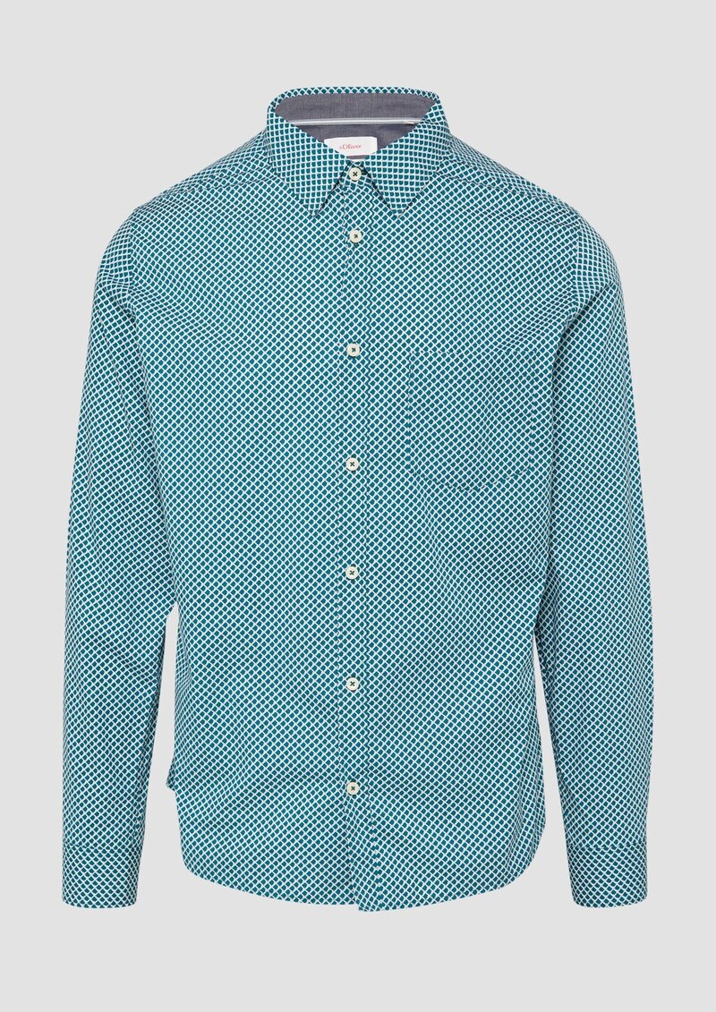 Slim Fit: Gemustertes Hemd aus Baumwollstretch