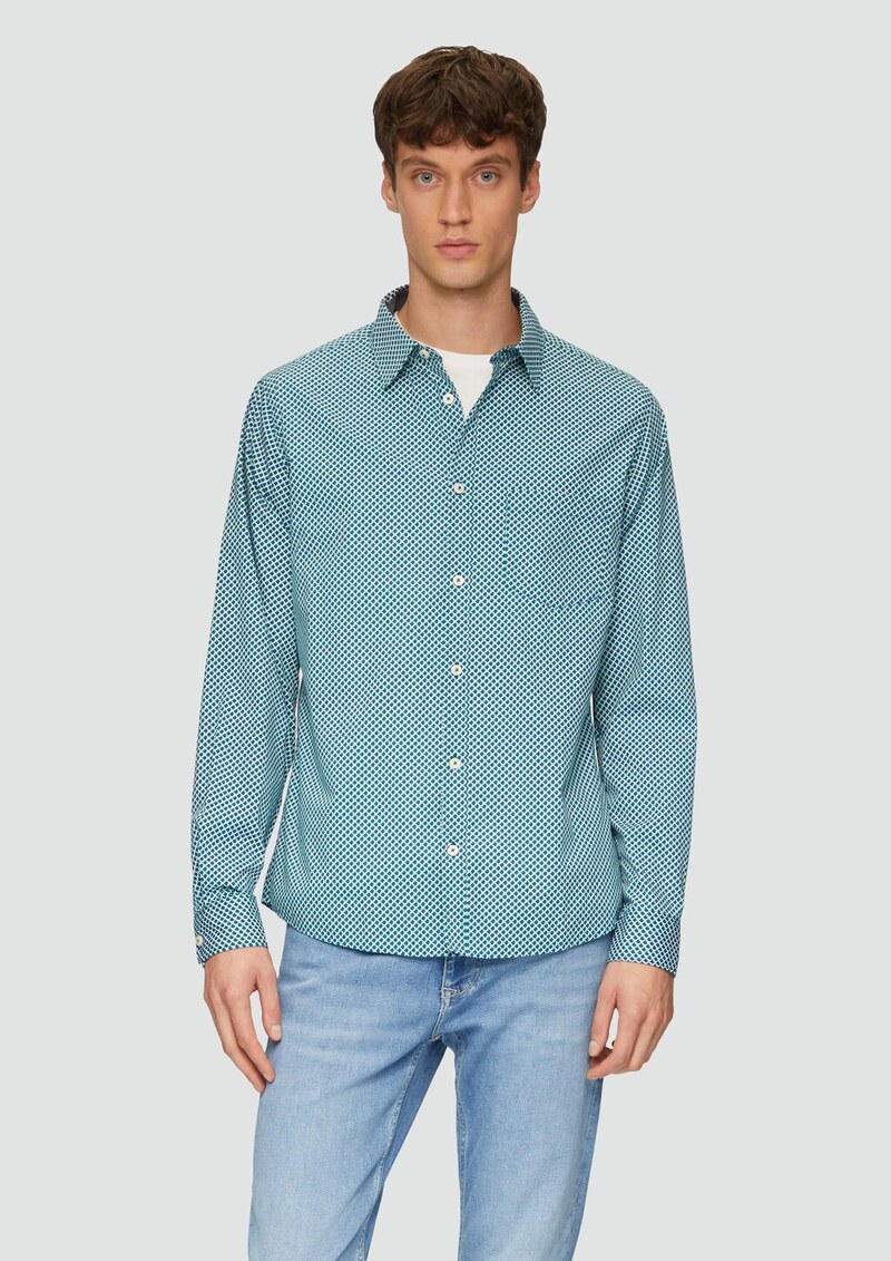 Slim Fit: Gemustertes Hemd aus Baumwollstretch