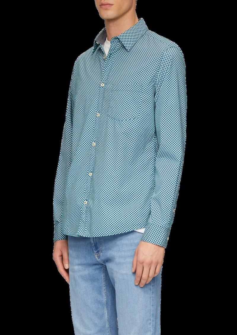 Slim Fit: Gemustertes Hemd aus Baumwollstretch