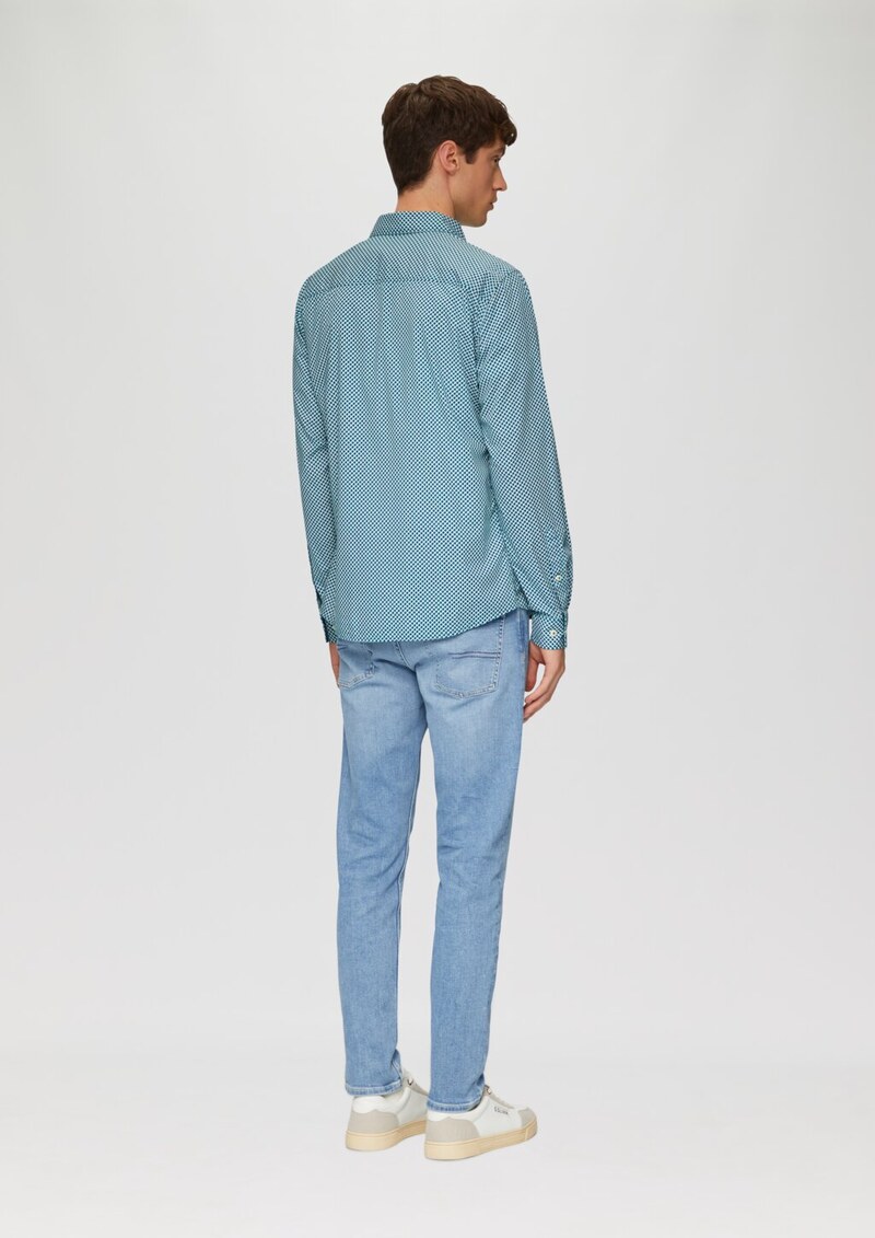 Slim Fit: Gemustertes Hemd aus Baumwollstretch