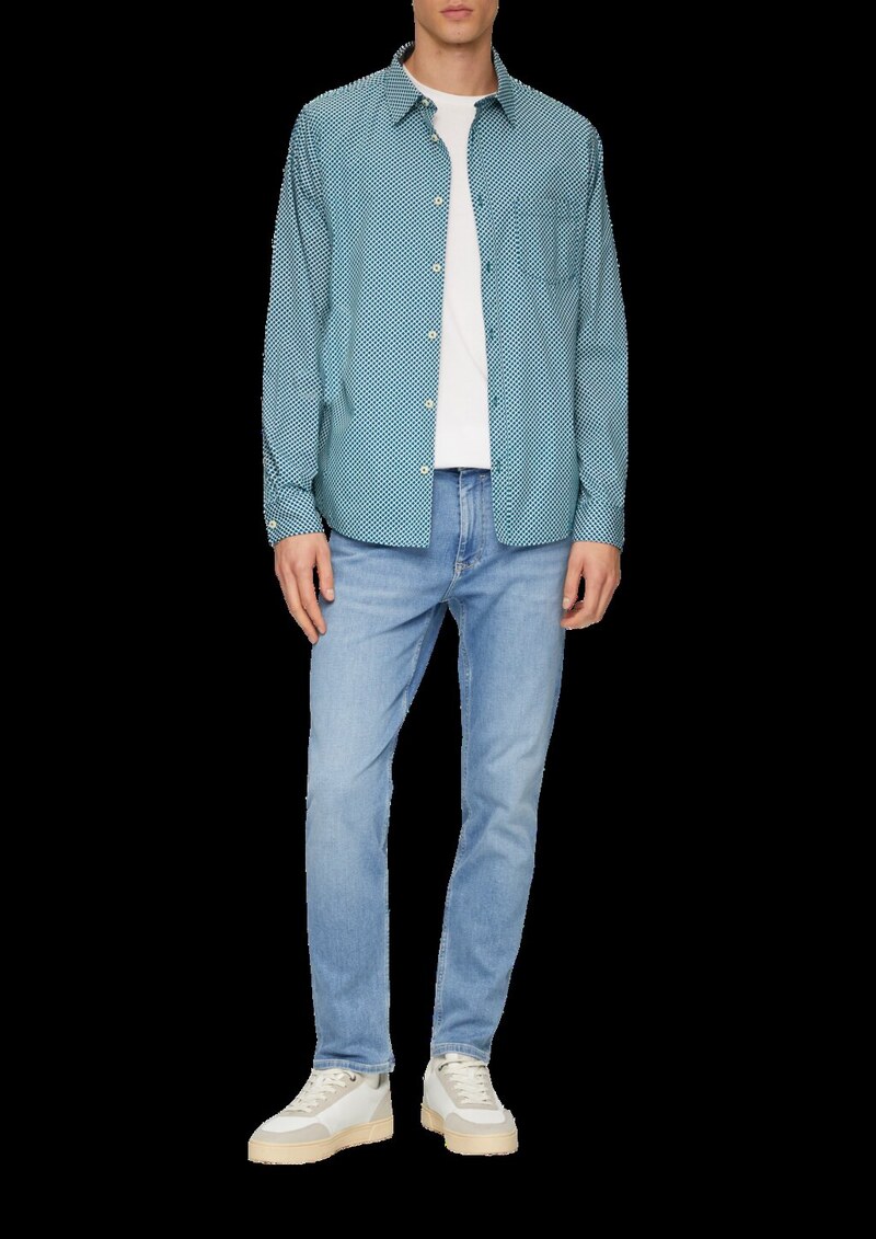 Slim Fit: Gemustertes Hemd aus Baumwollstretch