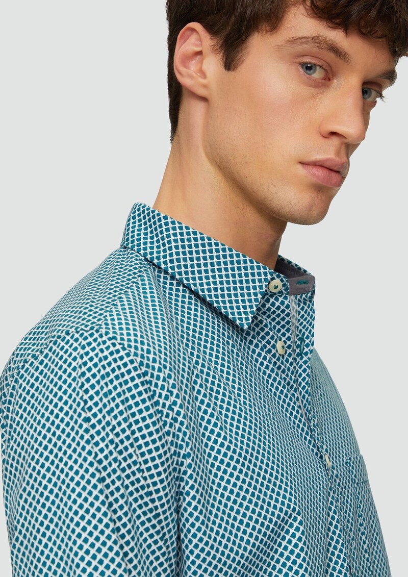 Slim Fit: Gemustertes Hemd aus Baumwollstretch